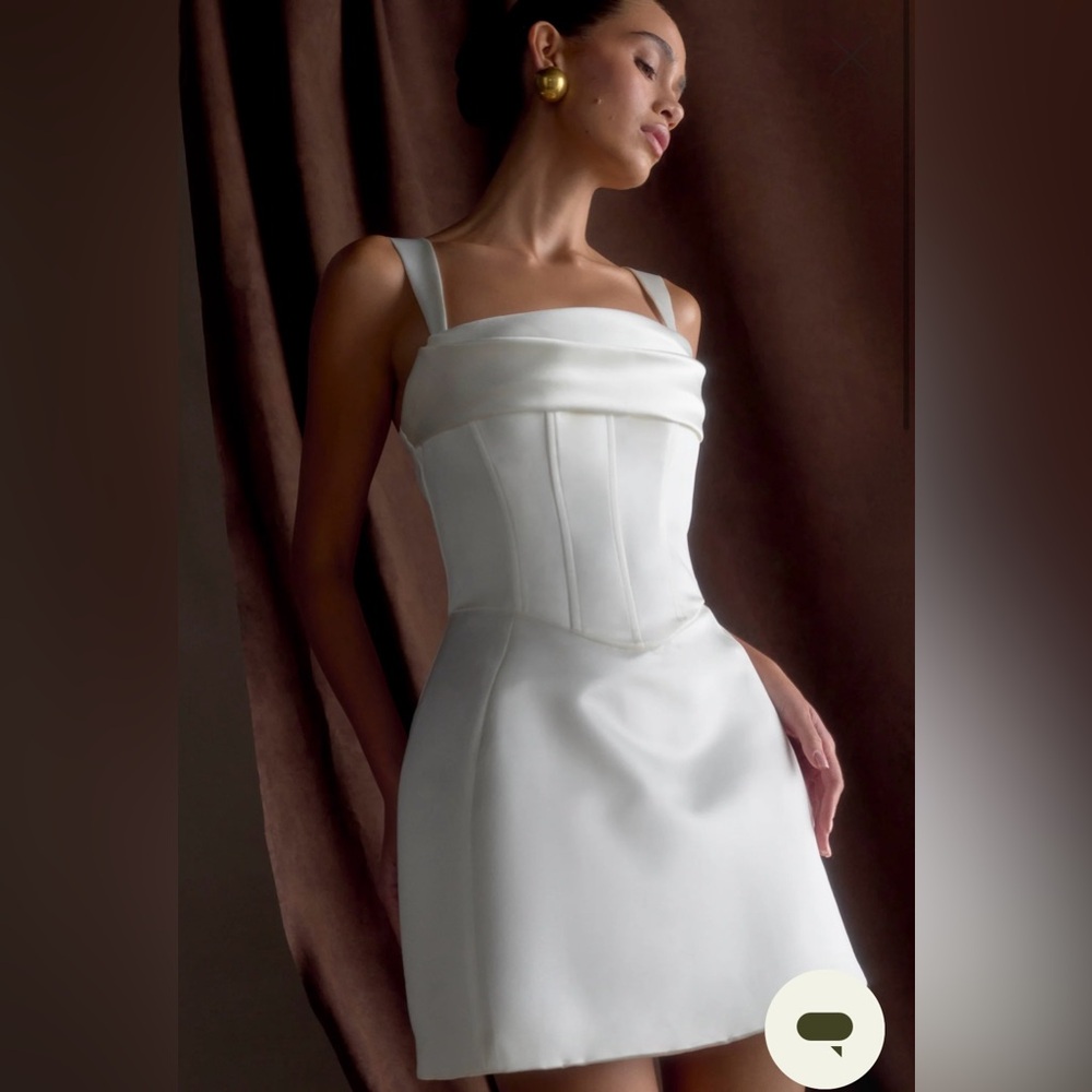 Meshki Isabel Satin Corset Mini Dress - White